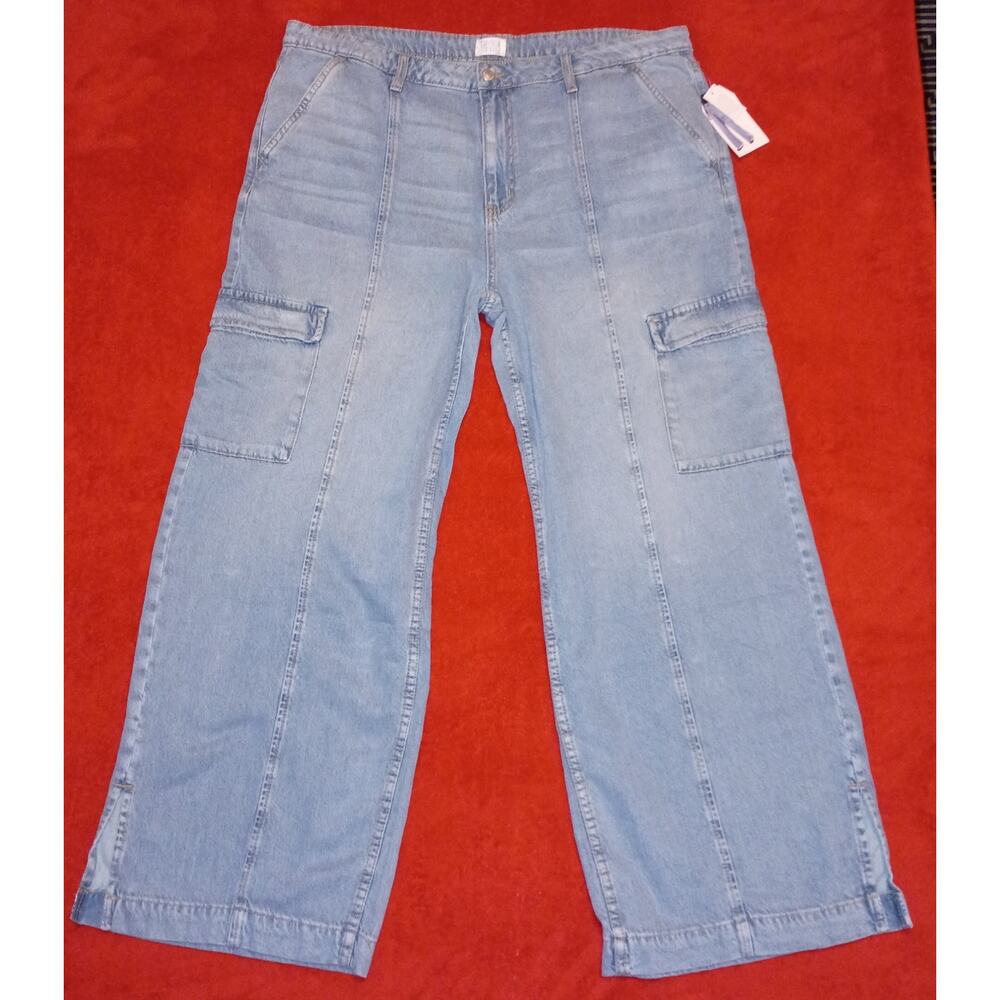 Wide Leg High-Rise Acubi Streetwear Women Plus Size Jeans Sz 20 Light Wash